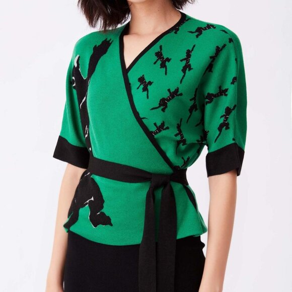 NWT Diane von Furstenberg DVF Wrap Top Cardigan for Office to Evening - Picture 4 of 14